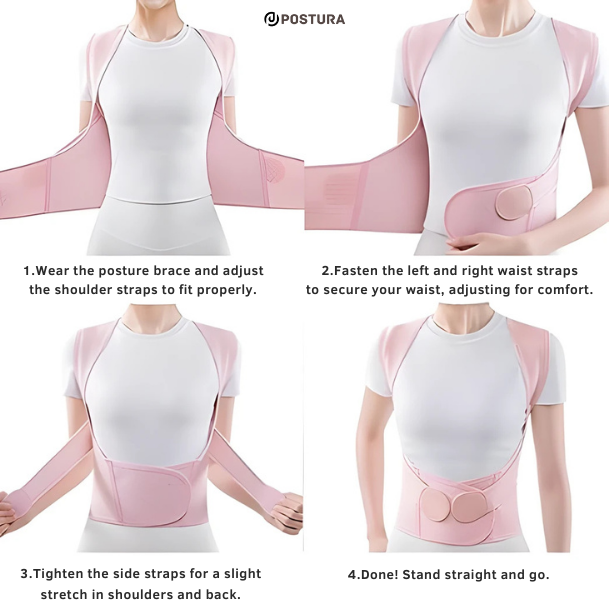 Postura Spine Support Corrector for Men and Women, Shoulder Straightener, Adjustable Full Back Support, Upper and Lower Back Pain Relief