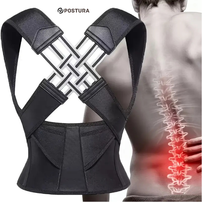 Postura Spine Support Corrector for Men and Women, Shoulder Straightener, Adjustable Full Back Support, Upper and Lower Back Pain Relief