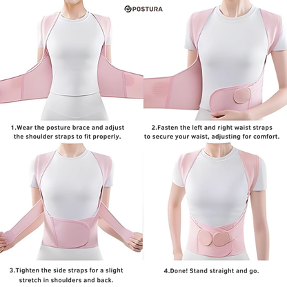 Postura Spine Support Corrector for Men and Women, Shoulder Straightener, Adjustable Full Back Support, Upper and Lower Back Pain Relief